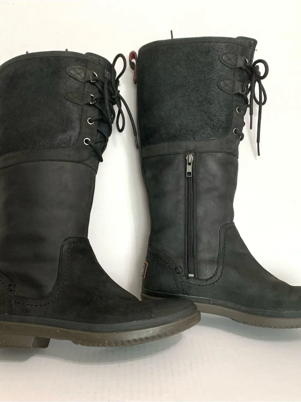 UGG Women's Size 8.5 Elsa Black Waterproof Tall Leather Boots 1008438